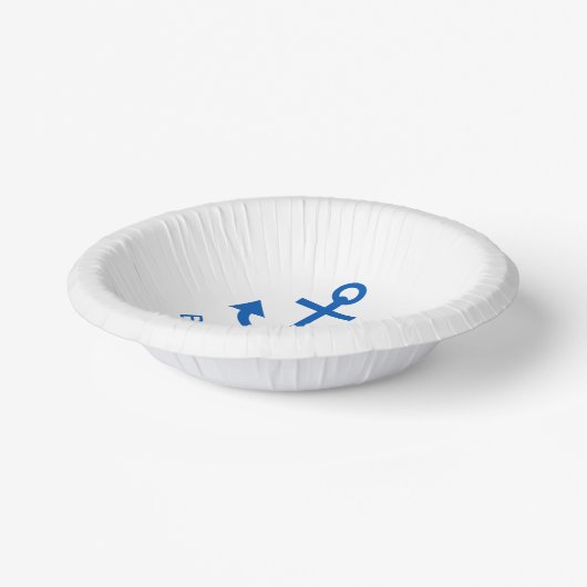 Anchor Blue Gepersonaliseerd Uw Boot Naam Wit Papieren Kommen (Gebogen)