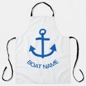 Anchor Blue Gepersonaliseerd Uw Boot Naam Wit Schort (Voorkant)