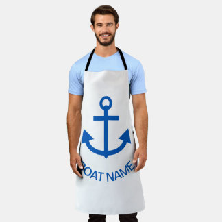 Anchor Blue Gepersonaliseerd Uw Boot Naam Wit Schort