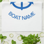 Anchor Blue Gepersonaliseerd Uw Boot Naam Wit Theedoek (Gevouwen)