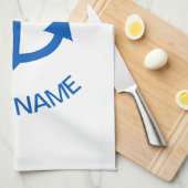Anchor Blue Gepersonaliseerd Uw Boot Naam Wit Theedoek (Quarter Fold)