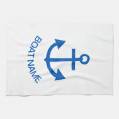 Anchor Blue Gepersonaliseerd Uw Boot Naam Wit Theedoek (Horizontaal)