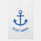 Anchor Blue Gepersonaliseerd Uw Boot Naam Wit Theedoek (Verticaal)