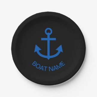 Anchor Blue Gepersonaliseerd Uw Boot Naam Zwart Papieren Bordje
