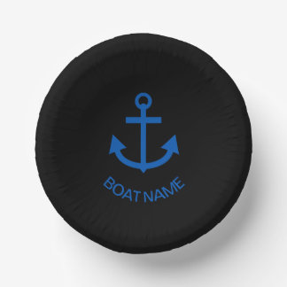Anchor Blue Gepersonaliseerd Uw Boot Naam Zwart Papieren Kommen