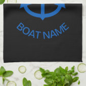 Anchor Blue Gepersonaliseerd Uw Boot Naam Zwart Theedoek (Gevouwen)
