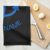 Anchor Blue Gepersonaliseerd Uw Boot Naam Zwart Theedoek (Quarter Fold)