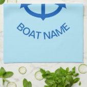 Anchor Blue Gepersonaliseerd Uw Bootnaam Bord Blau Theedoek (Gevouwen)