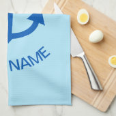Anchor Blue Gepersonaliseerd Uw Bootnaam Bord Blau Theedoek (Quarter Fold)