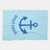 Anchor Blue Gepersonaliseerd Uw Bootnaam Bord Blau Theedoek (Horizontaal)