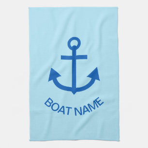 Anchor Blue Gepersonaliseerd Uw Bootnaam Bord Blau Theedoek