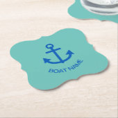 Anchor Blue Gepersonaliseerd Uw Bootnaam Zee Groen Kartonnen Onderzetters (Gekanteld)