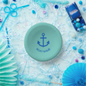 Anchor Blue Gepersonaliseerd Uw Bootnaam Zee Groen Papieren Kommen (Feest)
