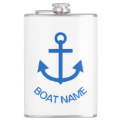 Anchor Blue Gepersonaliseerde uw bootnaam Heupfles (Voorkant)