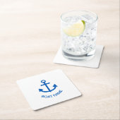 Anchor Blue Gepersonaliseerde uw bootnaam Kartonnen Onderzetters (Insitu)