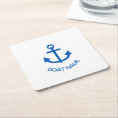 Anchor Blue Gepersonaliseerde uw bootnaam Kartonnen Onderzetters (Schuin)