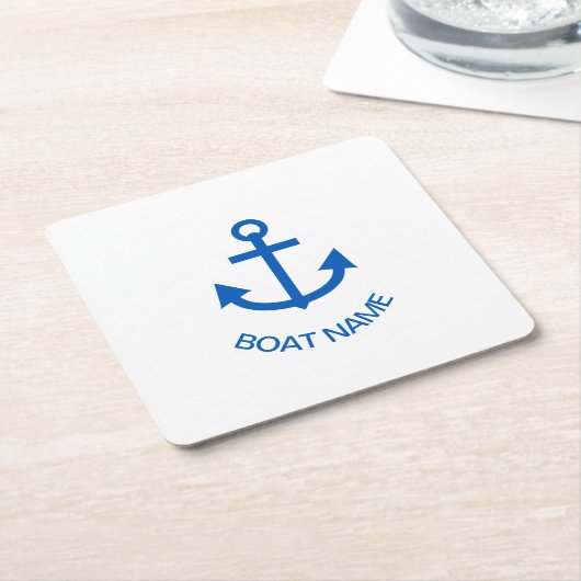 Anchor Blue Gepersonaliseerde uw bootnaam Kartonnen Onderzetters (Schuin)