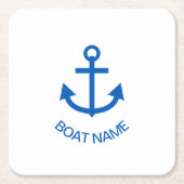 Anchor Blue Gepersonaliseerde uw bootnaam Kartonnen Onderzetters (Voorkant)