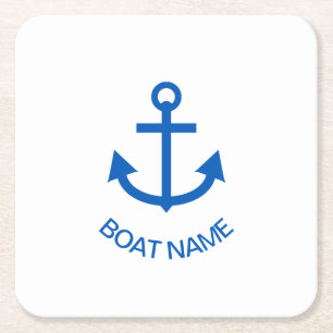Anchor Blue Gepersonaliseerde uw bootnaam Kartonnen Onderzetters