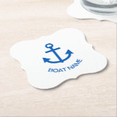 Anchor Blue Gepersonaliseerde uw bootnaam Kartonnen Onderzetters (Gekanteld)