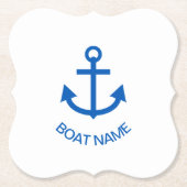 Anchor Blue Gepersonaliseerde uw bootnaam Kartonnen Onderzetters (Voorkant)