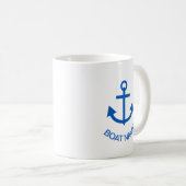 Anchor Blue Gepersonaliseerde uw bootnaam Koffiemok (Voorkant rechts)