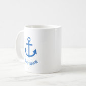Anchor Blue Gepersonaliseerde uw bootnaam Koffiemok (Voorkant links)