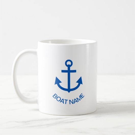 Anchor Blue Gepersonaliseerde uw bootnaam Koffiemok (Links)
