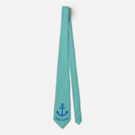 Anchor Blue Gepersonaliseerde uw bootnaam Mint Gre Stropdas