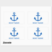 Anchor Blue Gepersonaliseerde uw bootnaam Rechthoekige Sticker (Vel)