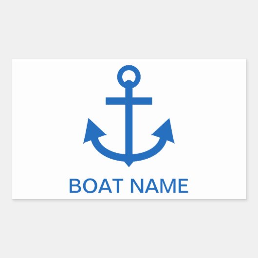 Anchor Blue Gepersonaliseerde uw bootnaam Rechthoekige Sticker (Voorkant)