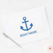 Anchor Blue Gepersonaliseerde uw bootnaam Rechthoekige Sticker (Envelop)