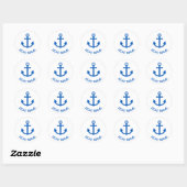 Anchor Blue Gepersonaliseerde uw bootnaam Ronde Sticker (Vel)
