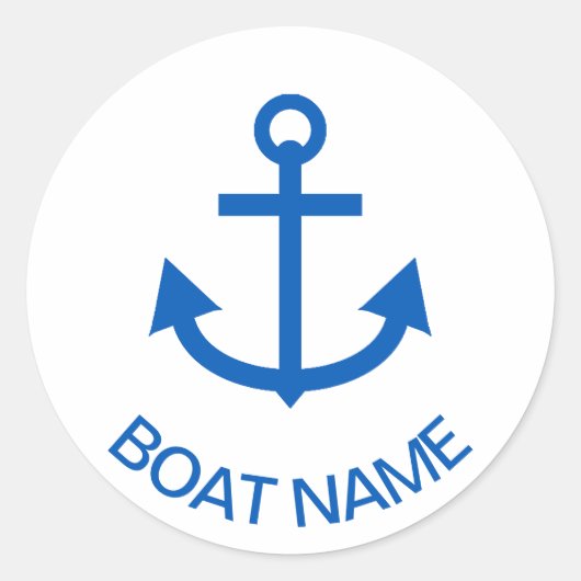 Anchor Blue Gepersonaliseerde uw bootnaam Ronde Sticker (Voorkant)