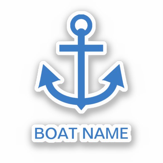Anchor Blue Gepersonaliseerde uw bootnaam Sticker (Voorkant)