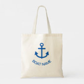 Anchor Blue Gepersonaliseerde uw bootnaam Tote Bag (Achterkant)