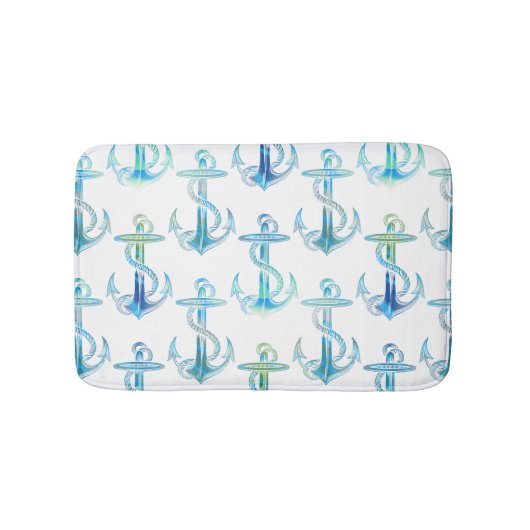 Anchor Blue Green Bath Rug Badmat (Voorkant)