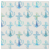 Anchor Blue Green White Fabric Stof (Close Up)