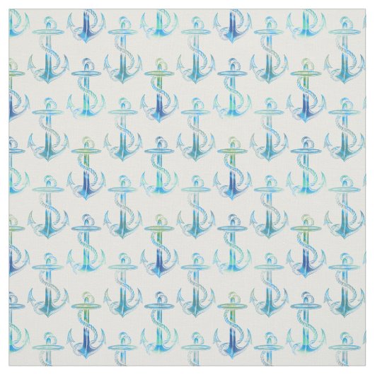 Anchor Blue Green White Fabric Stof (Swatch)