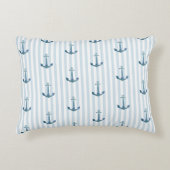 Anchor Blue Stripe Nautical Pillow Accent Kussen (Voorkant)