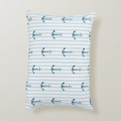 Anchor Blue Stripe Nautical Pillow Accent Kussen (Achterkant (Verticaal))