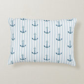 Anchor Blue Stripe Nautical Pillow Accent Kussen (Achterkant)