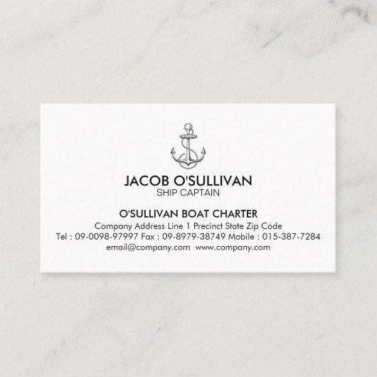 Anchor Boat Charter Fishing Visitekaartje (Voorkant)