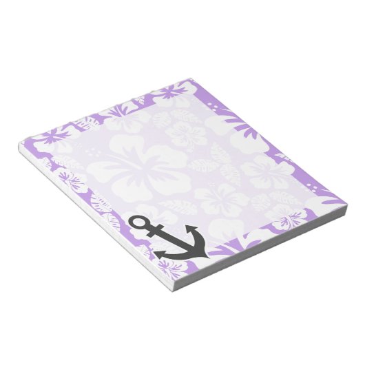 Anchor; Bright Lavender Tropische Hibiscus Notitieblok (Schuin)