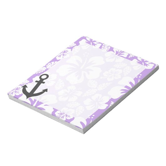 Anchor; Bright Lavender Tropische Hibiscus Notitieblok (Linkerzijde)