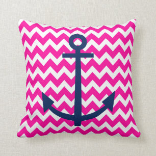 Anchor Chevron Nautical Pink and Navy Kussen
