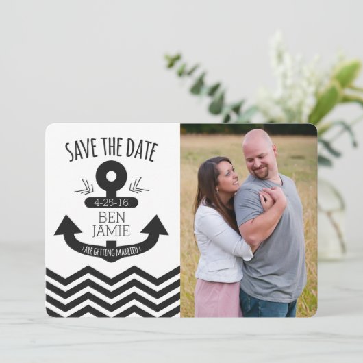 Anchor Chevron Sla de datum op Save The Date (Staand voorkant)