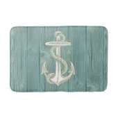 Anchor Cream  Aqua Wood Bath Rug Badmat (Voorkant)