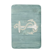 Anchor Cream  Aqua Wood Bath Rug Badmat (Voorkant Verticaal)
