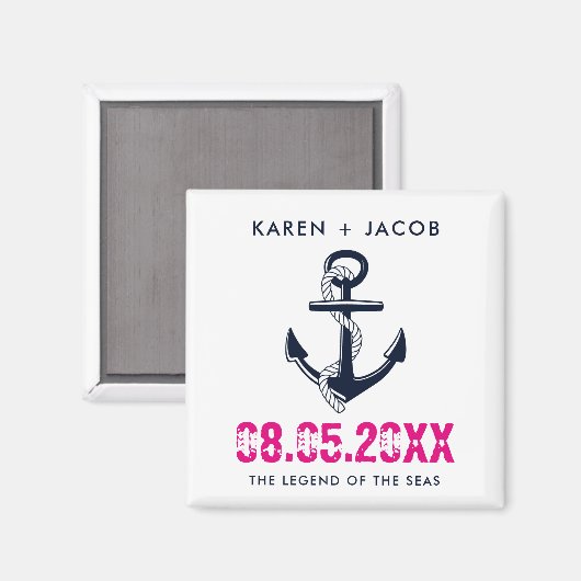Anchor Cruise Ship Wedding Favor Magnets Magneet (Voorkant / Achterkant)